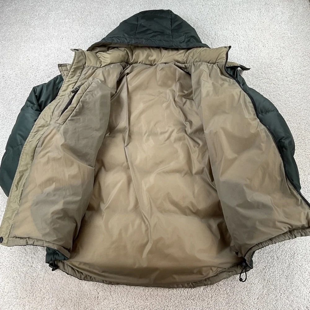 Moose Creek Mens Down Puffer Jacket Forest Green Removable Hood Ripstop Medium